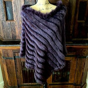 Double D Ranch Sexy Purple Rabbit Fur Poncho-